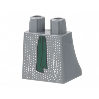 dark bluish gray lower body skirt with silver dots and wrinkles and dark green sash pattern