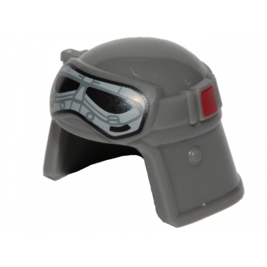 dark bluish gray minifigure headgear helmet sw imperial pilot raised forehead with black and gray goggles and red square pattern