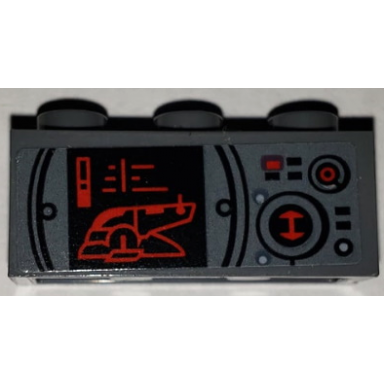 dark bluish gray brick 1 x 3 with sw red and black slave i pattern sticker - set 75243