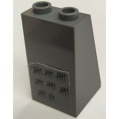 dark bluish gray slope 75 2 x 2 x 3 - hollow studs with black tally marks pattern sticker - set 7237