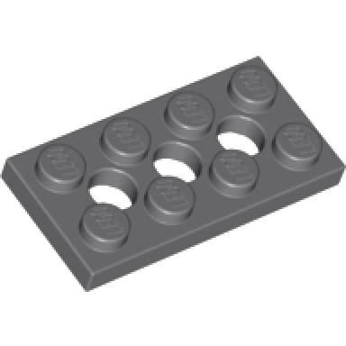 dark bluish gray technic plate 2 x 4 with 3 holes