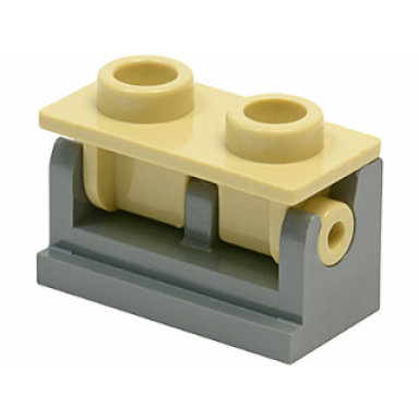 dark bluish gray hinge brick 1 x 2 with tan top plate 3937 3938