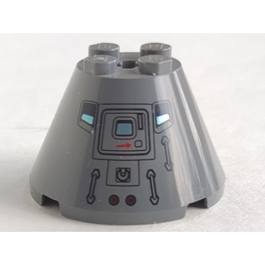 cone 4 x 4 x 2 with axle hole with hatches and handles pattern