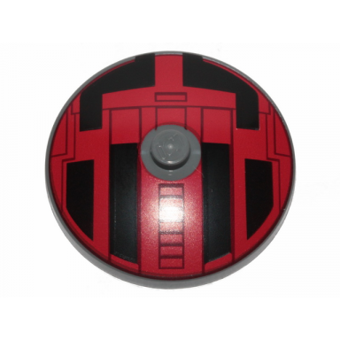 dark bluish gray dish 4 x 4 inverted radar with solid stud with star wars tie hatch black and red pattern