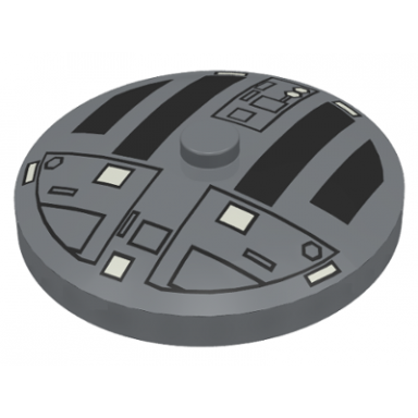 dark bluish gray dish 4 x 4 inverted radar with solid stud with star wars tie hatch black and white pattern