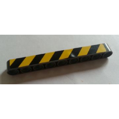 dark bluish gray technic liftarm thick 1 x 9 with black and yellow danger stripes pattern model left sticker - set 8285