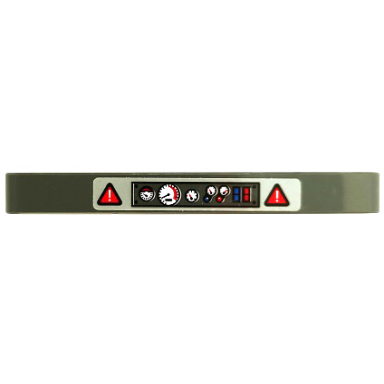 dark bluish gray technic liftarm thick 1 x 9 with control panel with gauges and exclamation marks in red warning triangles pattern sticker - set 42068