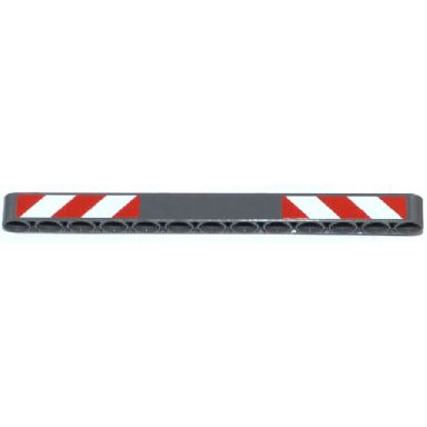 dark bluish gray technic liftarm thick 1 x 13 with red and white danger stripes pattern on both ends stickers - set 42024
