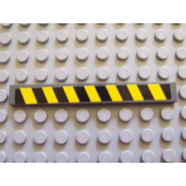dark bluish gray tile 1 x 8 with black and yellow danger stripes pattern sticker - set 7781