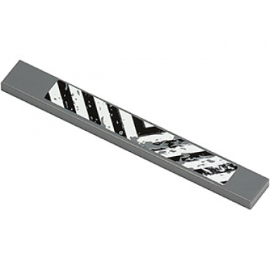dark bluish gray tile 1 x 8 with black and white danger stripes and splatters pattern sticker - set 8964