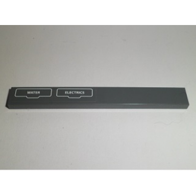 dark bluish gray tile 1 x 8 with white water and electrics pattern left sticker - set 60097
