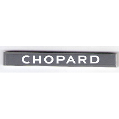 dark bluish gray tile 1 x 8 with white chopard pattern sticker - set 75876
