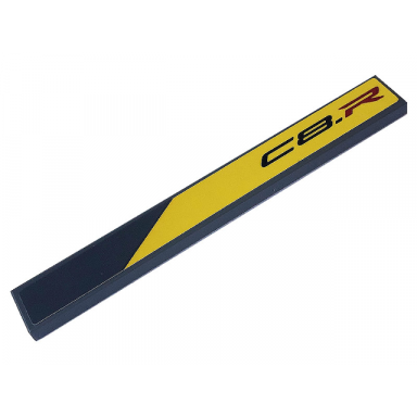 dark bluish gray tile 1 x 8 with c8.r on yellow stripe background pattern model left side sticker - set 76903