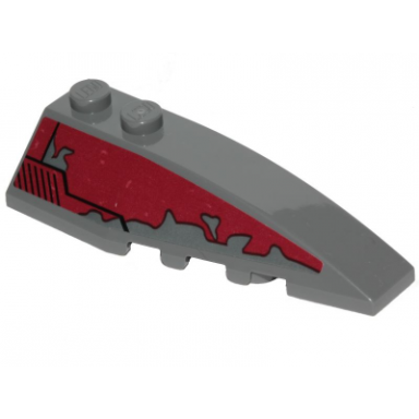 dark bluish gray wedge 6 x 2 right with sw slave i dark red peeling paint pattern sticker - set 75222