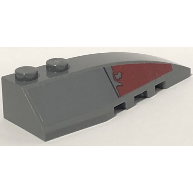 dark bluish gray wedge 6 x 2 right with sw slave i dark red triangle with peeling paint pattern sticker - set 75060