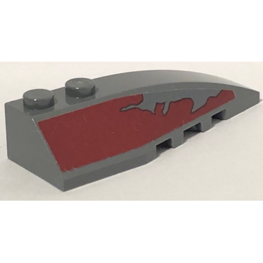 dark bluish gray wedge 6 x 2 right with sw slave i dark red peeling paint pattern sticker - set 75060