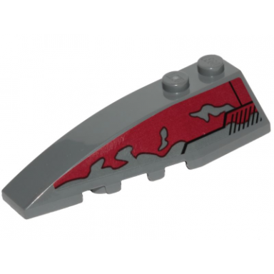 dark bluish gray wedge 6 x 2 left with sw slave i dark red peeling paint pattern sticker - set 75222