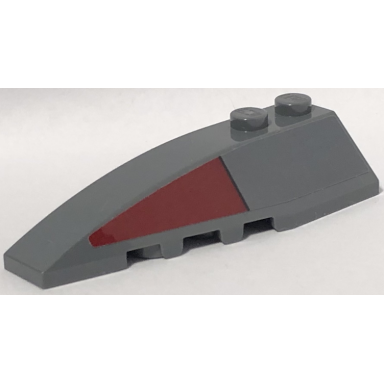 dark bluish gray wedge 6 x 2 left with sw slave i dark red triangle pattern sticker - set 75060