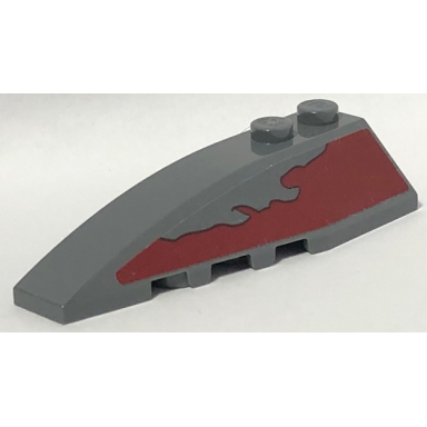 dark bluish gray wedge 6 x 2 left with sw slave i dark red peeling paint pattern sticker - set 75060