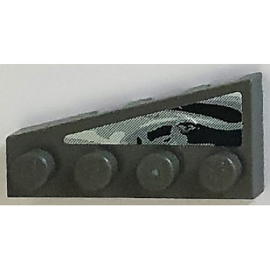 wedge plate 4 x 2 right with black and gray swirl pattern sticker - set 8161