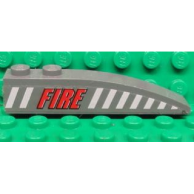 dark bluish gray slope curved 6 x 1 with red fire and white stripes pattern model left side sticker - set 7043