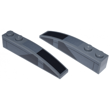 dark bluish gray slope curved 6 x 1 with black polygons and lines pattern on top and both sides stickers - set 75314