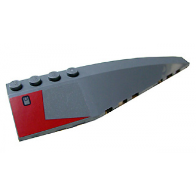dark bluish gray wedge 12 x 3 right with sw at-te dark red access panel pattern sticker - set 7675