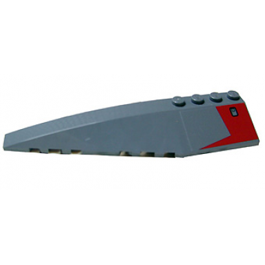 dark bluish gray wedge 12 x 3 left with sw at-te dark red access panel pattern sticker - set 7675