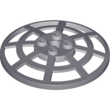 dark bluish gray dish 6 x 6 inverted radar webbed - type 2 underside attachment positions at 90 degrees