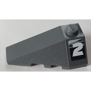 dark bluish gray wedge 4 x 2 triple left with white number 2 and black and gray swirl pattern 2 sticker - set 8161
