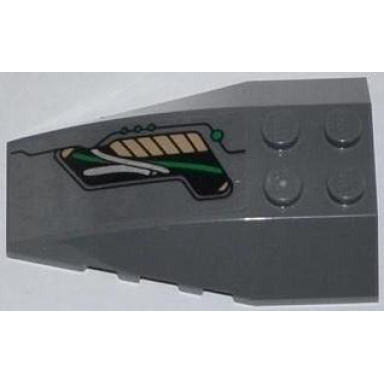 dark bluish gray wedge 6 x 4 triple curved with green and silver cables pattern model left side sticker - set 76009