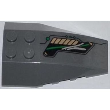 dark bluish gray wedge 6 x 4 triple curved with green and silver cables pattern model right side sticker - set 76009