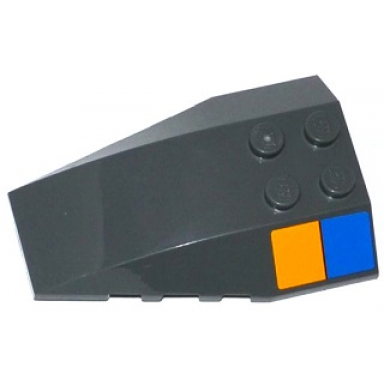 dark bluish gray wedge 6 x 4 triple curved with orange and blue rectangles pattern model left side stickers - set 76021