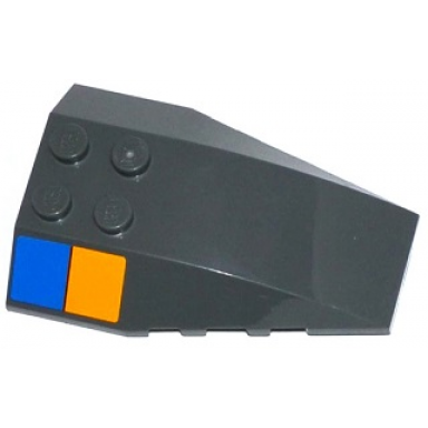 dark bluish gray wedge 6 x 4 triple curved with orange and blue rectangles pattern model right side stickers - set 76021
