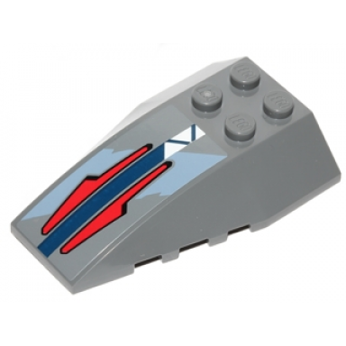 dark bluish gray wedge 6 x 4 triple curved with red arrows blue stripe and white triangles pattern sticker - set 75041