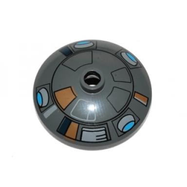 dark bluish gray dish 3 x 3 inverted radar with sw droid t7-o1 pattern