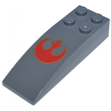 dark bluish gray slope curved 6 x 2 with red sw rebel alliance symbol pattern sticker - set 7668