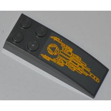 dark bluish gray slope curved 6 x 2 with atlantis logo and stones pattern sticker - set 8078