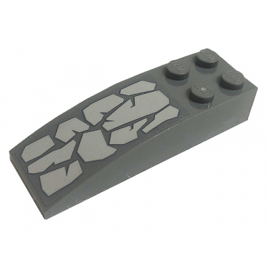 dark bluish gray slope curved 6 x 2 with light bluish gray stones pattern sticker - set 71720