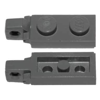 dark bluish gray hinge plate 1 x 2 locking with 1 finger on end with bottom groove