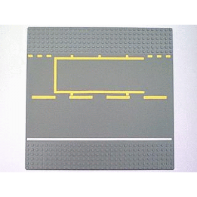 baseplate road 32 x 32 6-stud straight with pit lane white and yellow lines pattern