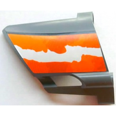 dark bluish gray technic panel fairing 23 large short small hole side b with orange and white splatter pattern 2 sticker - set 8297