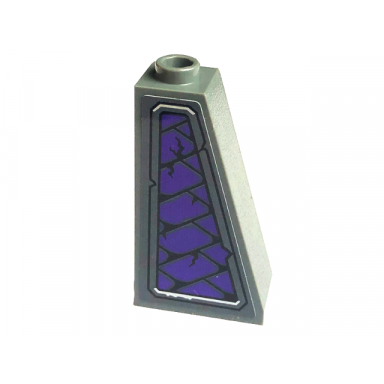 dark bluish gray slope 75 2 x 1 x 3 - hollow stud with dark purple plates pattern model left side sticker - set 71771