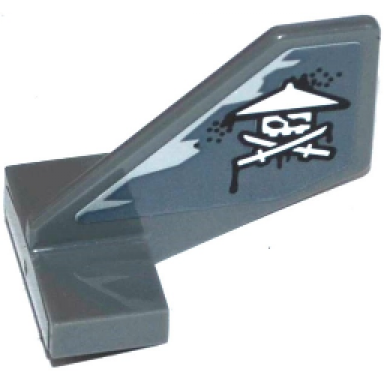 dark bluish gray tail shuttle small with white ninja skull with crossed swords pattern on both sides stickers - set 70601