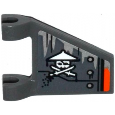 dark bluish gray flag 2 x 2 trapezoid with armor plates with rivets white ninja skull with crossed swords pattern model left side sticker - set 70601