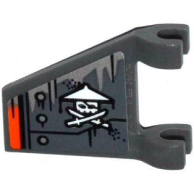 dark bluish gray flag 2 x 2 trapezoid with armor plates with rivets white ninja skull with crossed swords pattern model right side sticker - set 70601