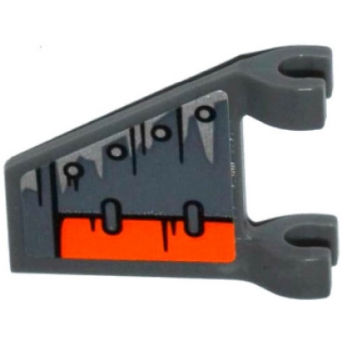 dark bluish gray flag 2 x 2 trapezoid with armor plates with rivets orange flap pattern model left side sticker - set 70601