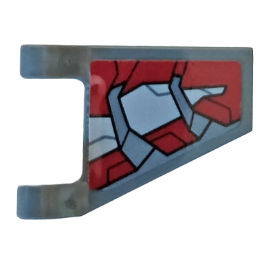 dark bluish gray flag 2 x 2 trapezoid with dark red and light bluish gray armor plates pattern model left side sticker - set 76104
