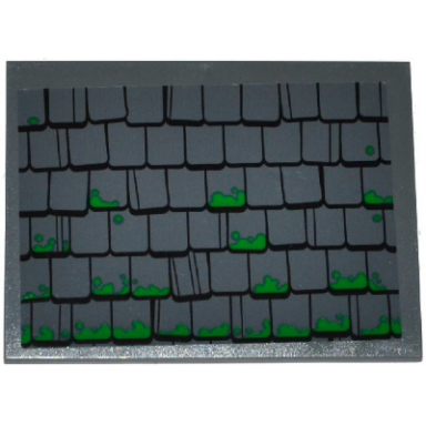 dark bluish gray slope 10 6 x 8 with roof slates and green moss pattern sticker - set 60109