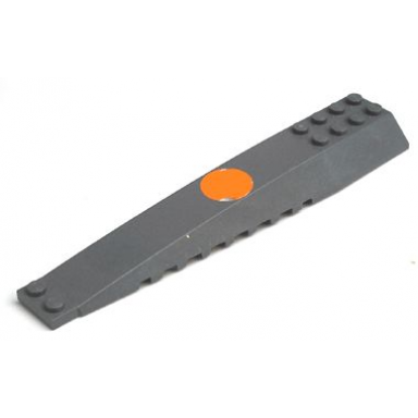 dark bluish gray wedge 16 x 4 triple curved with reinforcements with worn orange circle pattern sticker - set 6208